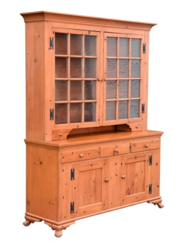 Primitive Style Two Piece Pine Step Back Cupboard - 2