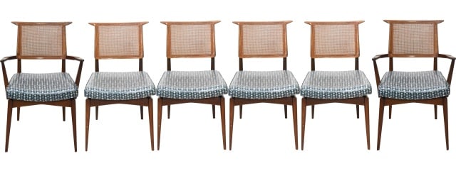 6 MC Upholstered Carolina Irving Cane Back Chairs (1 of 14)