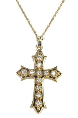 14K Yellow Gold Necklace with Cross Pendant (1 of 14)