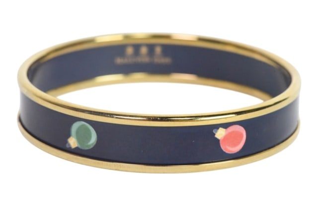 Halcyon Days Navy Blue Enamel Christmas Bangle: Halcyon Days Navy Blue Enamel Christmas Three Ornaments Design Bangle.Measures 2.60 inches diameter.
