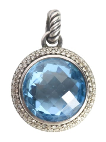 David Yurman Cerise Blue Topaz and Diamond Pendant