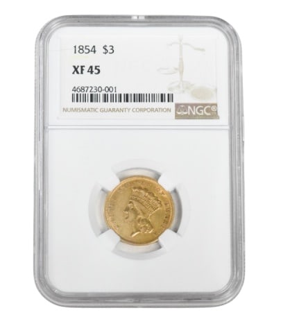 1854 $3 Indian Princess Head Gold Coin (1 of 10)
