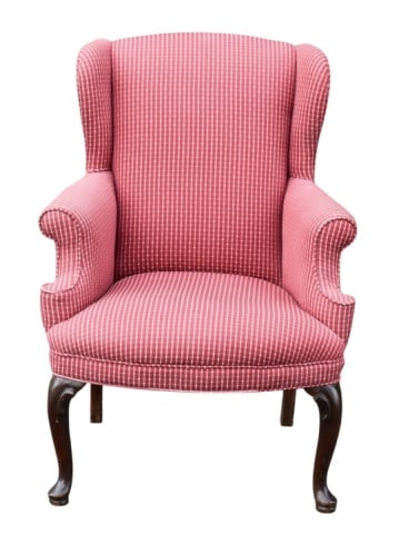 Queen Ann Style Custom Upholstered Wingback Chair (1 of 9)