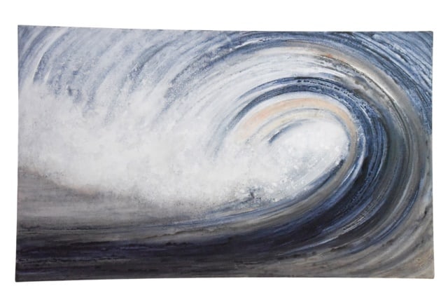Chinese Qu Qianmei Abstract Textured Wave Painting: Chinese Qu Qianmei Abstract Textured Wave Painting on Canvas.Measures 36 inches x 60 inches x 1.5 inches.