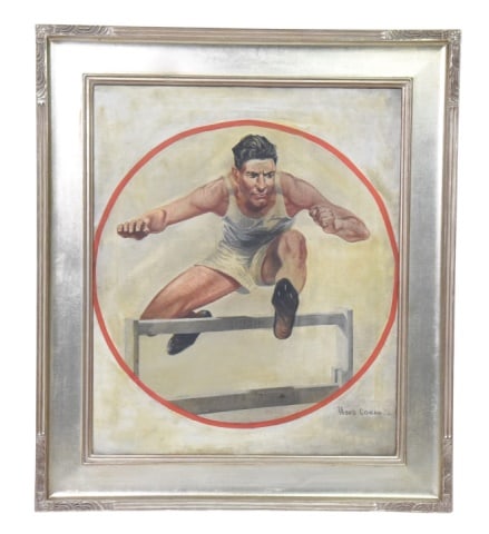 Wood Cowan Jumping Hurdle Oil Painting (1 of 10)