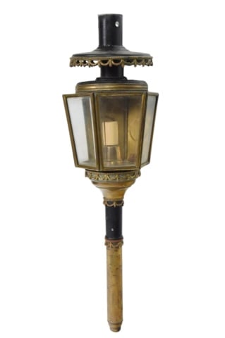 Antique Brass and Glass Carriage Lamp (1 of 8)