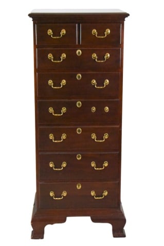 Chppendale Style 7 Drawer Lingerie Chest: Chppendale Style 7 Drawer Lingerie Chest by Council Furniture.One handle needs repair. Sold as is.Measures 54 inches x 22 inches x 16 inches.