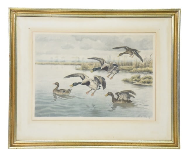 Georges Frederic Rotig Ducks Landing Etching