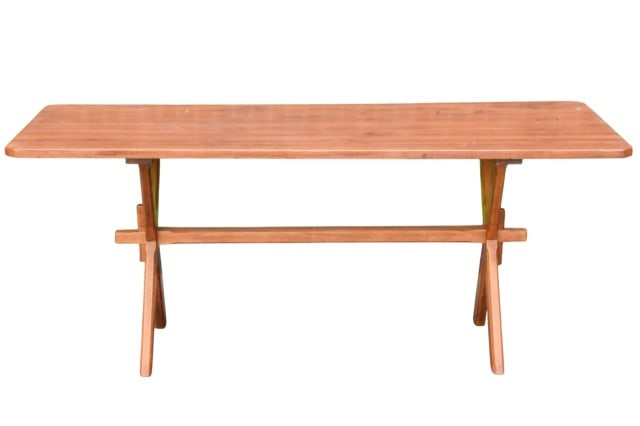Conant Ball Maple Cross Leg Trestle Dining Table: Vintage Conant Ball Maple Cross Leg Trestle Dining TableTable measures 29.5 inches x 71 inches x 30 inches.Need slight touch up or refinishing. Sold as is. Last 2 photos shows the table have matching 