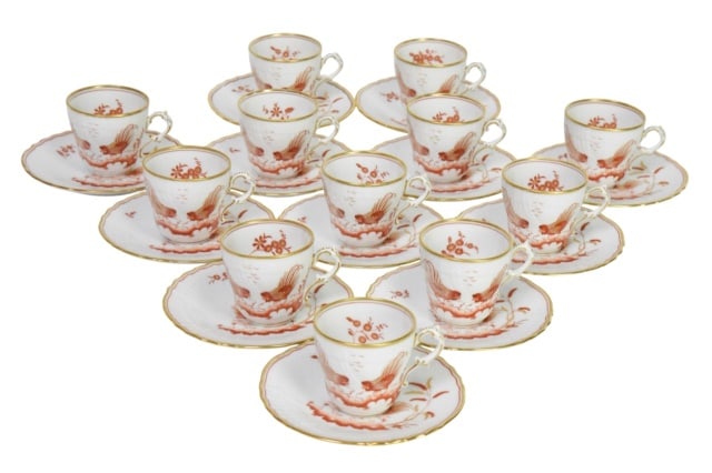 12 Richard Ginori Sienna Rust Rooster Espresso Cup: 12 Richard Ginori Sienna Rust Rooster Espresso Cups and Saucers.Measures 2.5 inches x 2.5 inches x 3.25 inches.