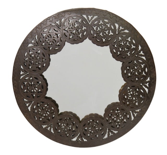 Vintage Pressed Steel Round Wall Mirror (1 of 9)