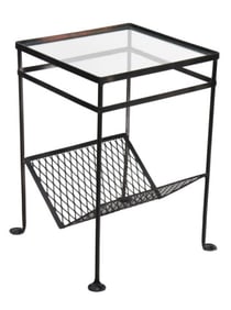 Iron Glass Top Outdoor Side Table