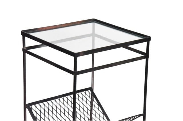 Iron Glass Top Outdoor Side Table - 2