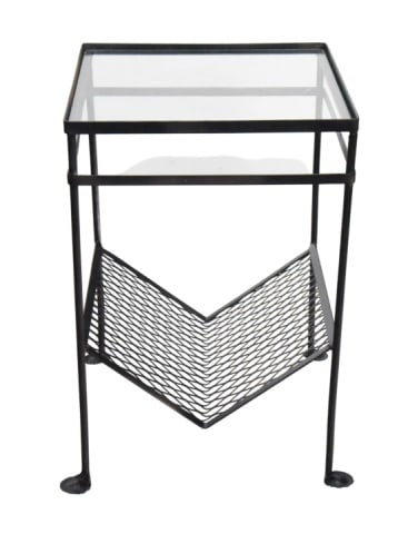 Iron Glass Top Outdoor Side Table - 5