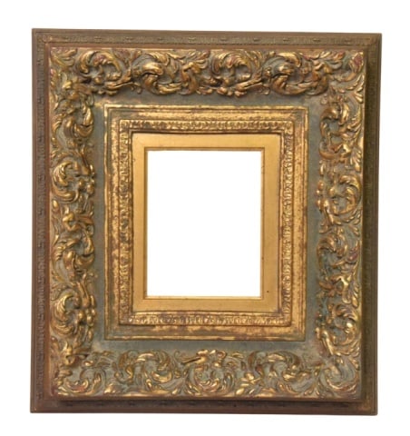 Baroque Style Acanthus Leaf Relief Pattern Frame: Baroque Style Acanthus Leaf Relief Pattern Wood Frame.Measures 24 inches x 22 inches.