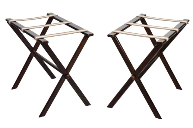 Pair Vintage Bombay Company Folding Luggage Racks: Pair Vintage Bombay Company Folding Luggage RacksMeasures 23.5 inches x 25 inches x 15.5 inches.