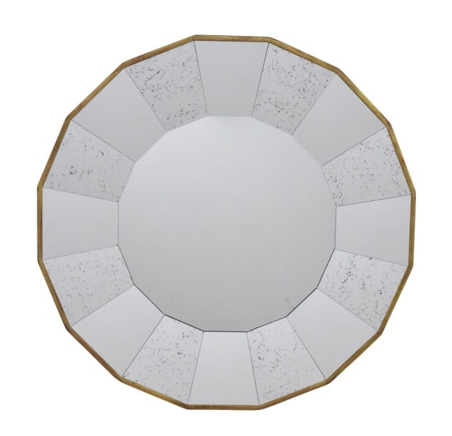 Mid Century Scalloped Round Distress Mirror (1 of 8)