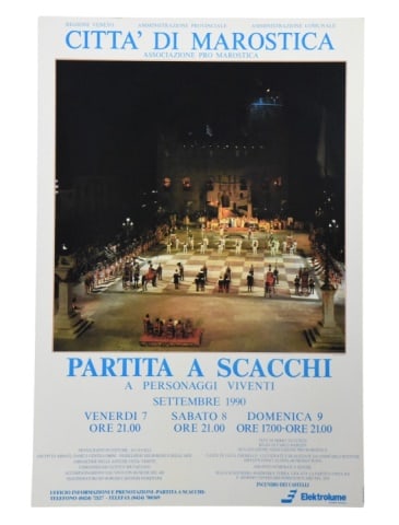 Vintage Parita a Scacchi Advertising Poster 1990: Vintage Parita a Scacchi (Human Chess Game) Advertising Poster 1990.Measures 39 inches x 27 inches x 2 inches.