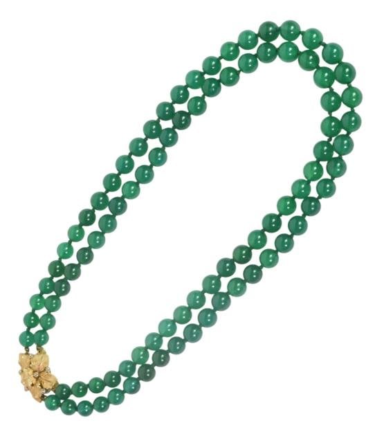 Buccellati 18K Gold Double Strand Jade Necklace (1 of 13)