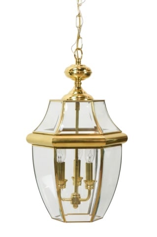 Porte Cochere Hanging Brass and Glass Lantern (1 of 4)