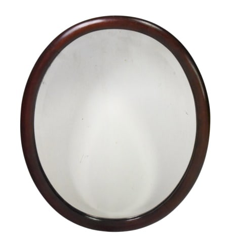 Vintage Dark Mahogany Oval Finish Frame Mirror (1 of 7)