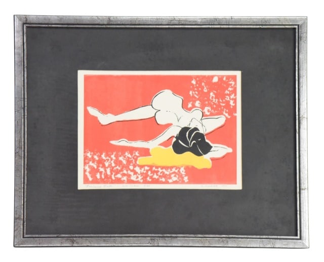 S. Coates Reclining Nude Silkscreen Print: S. Coates Limited Edition Reclining Nude Silkscreen Print. Signed and numbered 9/20.Measures 15 inches x 19 inches.