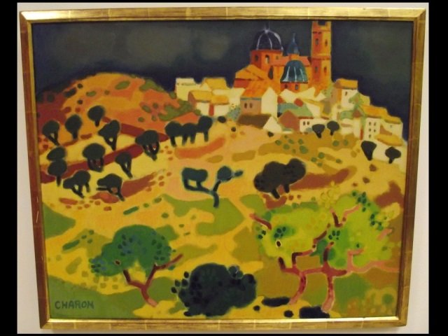 Guy Charon Acrylic on Canvas Painting: Guy Charon acrylic on canvas painting, 25 H x 31" W, excellent condition."