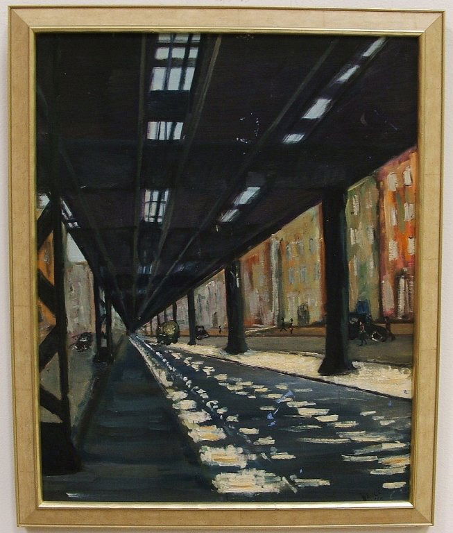 NYC Bridge Scene by L. Bruce- Oil on Canvas: New York City bridge scene by L. Bruce (1940s Ambassador to Argentina and friend of Harry Truman), , from the Bruce estate, oil on canvas. 19 1/2 H x 15 3/4" W, excellent condition."