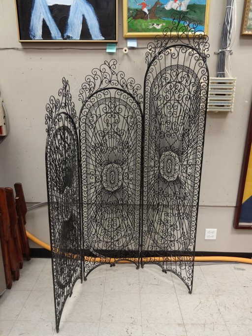 Antique Spanish Wrought Iron Room Divider Screen