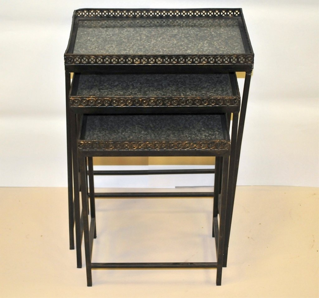 Set of Three Antique Marble Nesting Tables: Set of three antique marble nesting tables. Largest measures 19 L x 12" W x 24" H, very good used condition."