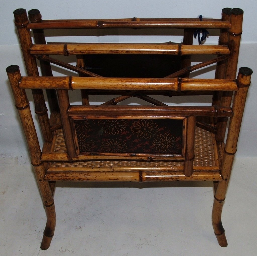 Vintage Bamboo Magazine Rack: Vintage bamboo magazine rack. 17 1/2" L x 10" W x 21" H, very good used condition.