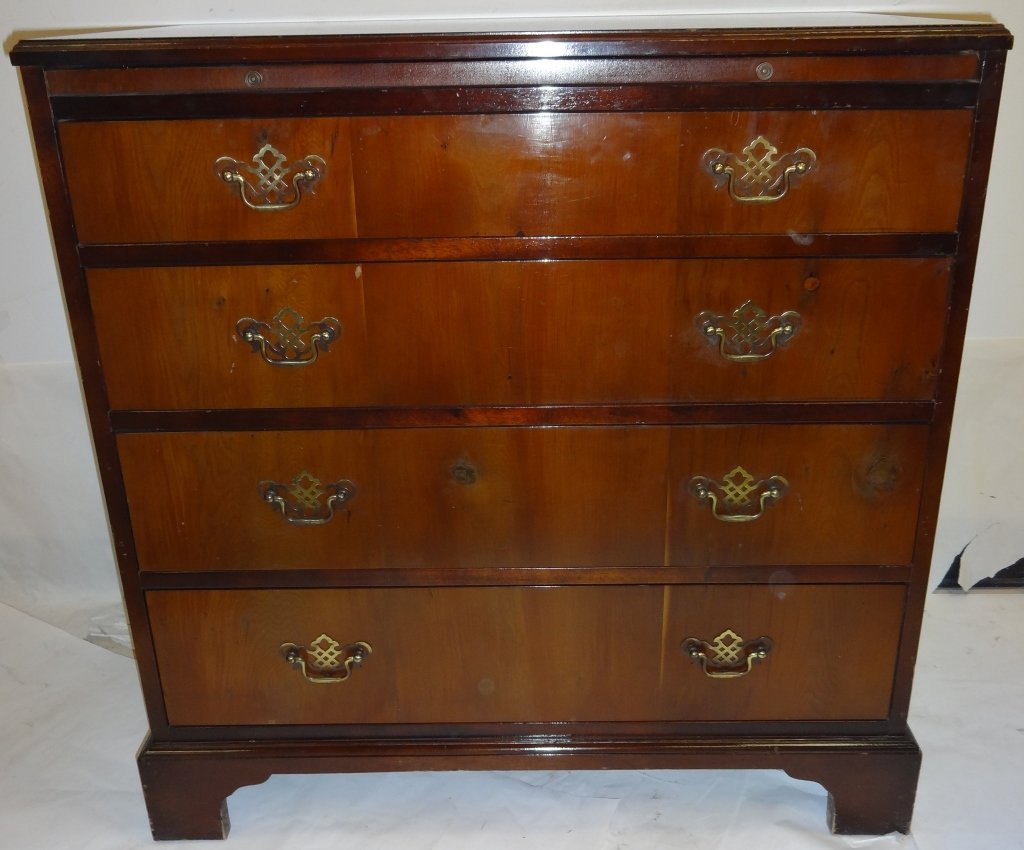 Biedermeier Dresser with 4 Drawers: Biedermeier dresser. 30" L x 16" W x 30 1/8" H, several scratches, otherwise very good condition. From the home of Mary Rockefeller.