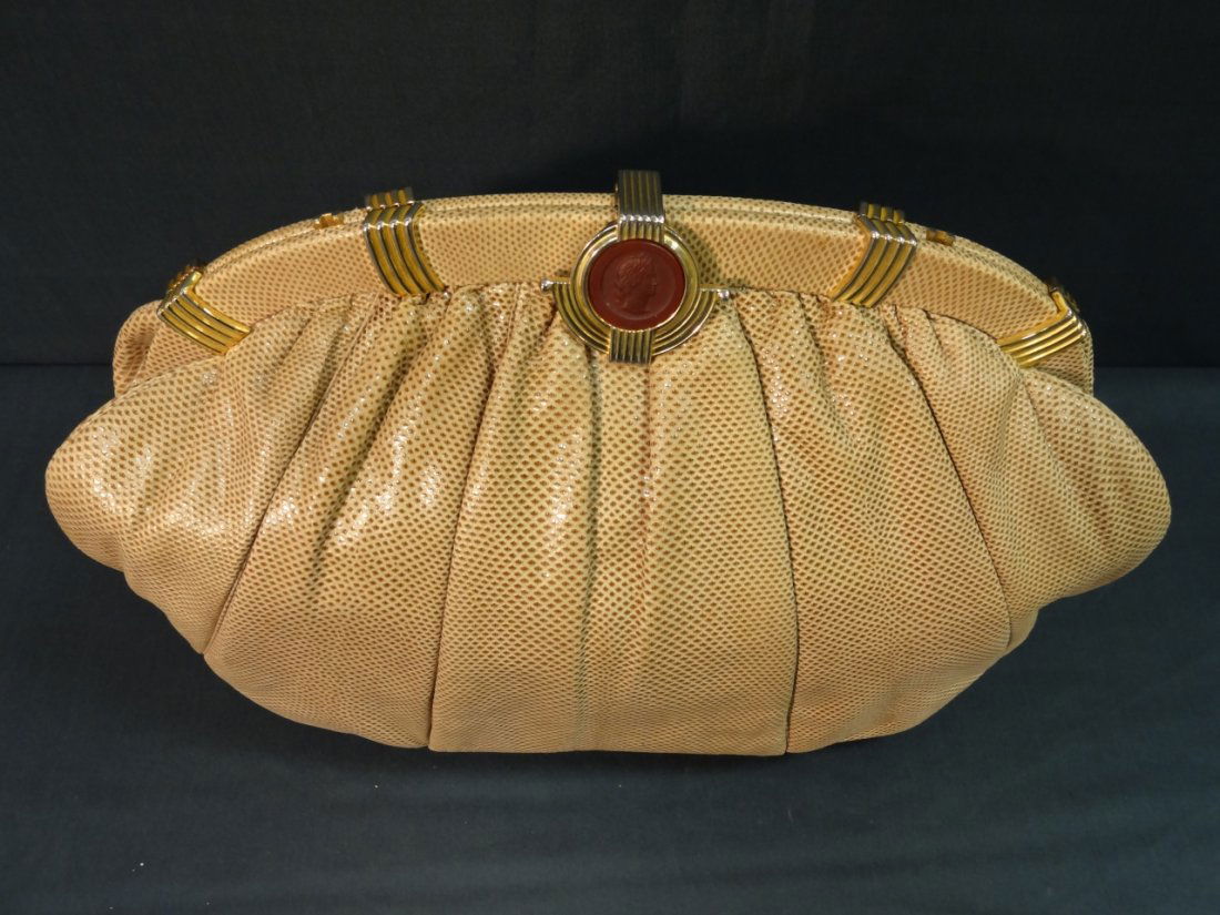 Vintage Judith Leiber Purse with Cameo: Vintage Judith Leiber purse with cameo. 15" W x 5 1/2" D x 9 1/4" H, very good used condition.