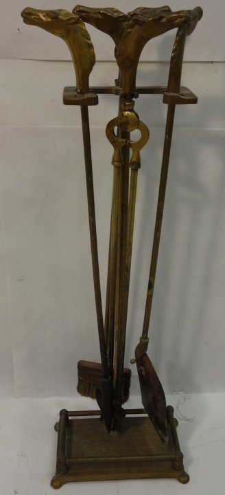 Brass Decorative Horse Head Fireplace Tool Set