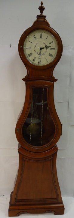 Pecan Ethan Allen Grandfather Clock: Pecan Ethan Allen grandfather clock with perfectly working mechanisms. 25" W x 10 1/4" D x 87" H, very good condition.