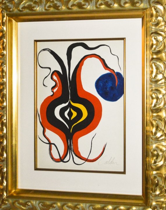 Alexander Calder/"Flower Vase"/Signed Color LItho: Flower Vase, hand-signed color lithograph by Alexander Calder, from the limited Mourlot Edition. 14 5/8" H x 10 3/4" W under mat, very good condition.