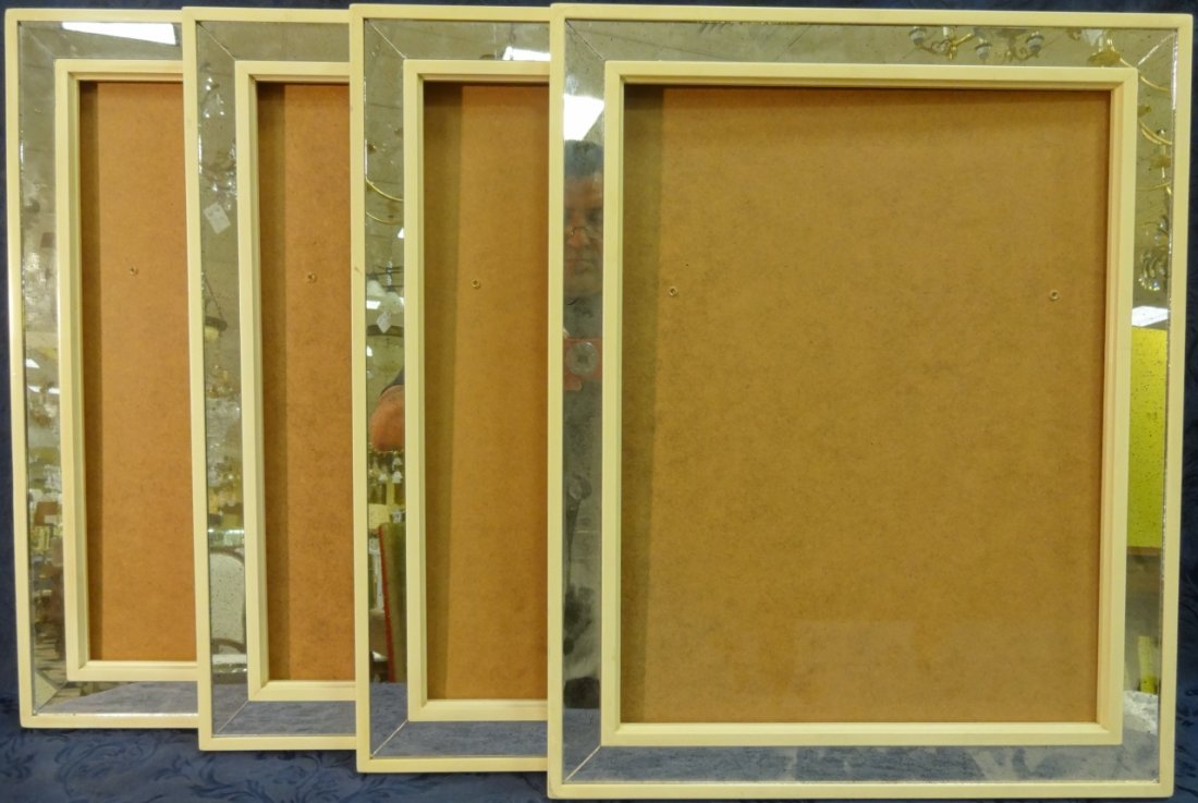 Lot of 4 Modernist Mirrored Picture Frames: Lot of four Modernist mirrored picture frames. 18" H x 13 5/8" W inside frames, very good condition.