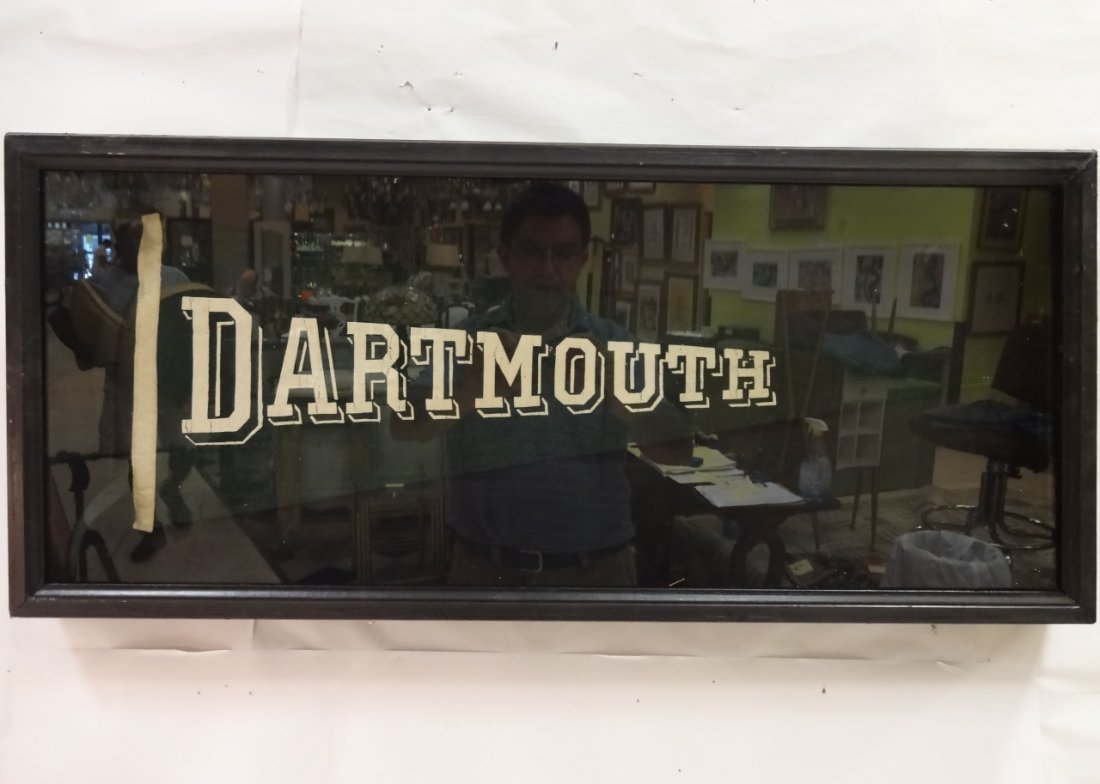 Framed Dartmouth Pennant: A Dartmouth pennant floated in a black frame. 10" H x 30" W (without frame). Excellent condtion.