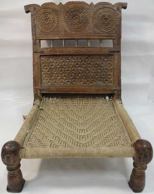 19th Century Indian Rajasthani Low Chair Rope Seat