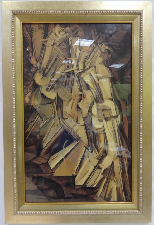 Marcal Duchamp Lithograph: A Marcal Duchamp lithograph "Nu Descendant un Escalier" . 32 1/2" H x 20 3/4" W. Very good condition under glass.