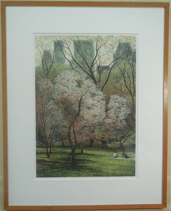 Robert Altman "Central Park" Lithograph: A Robert Altman "Central Park" lithograph signed in plate lower right - printed in France Atelier Descbert. 26" H x 18 5/8" E. Excellent condition.