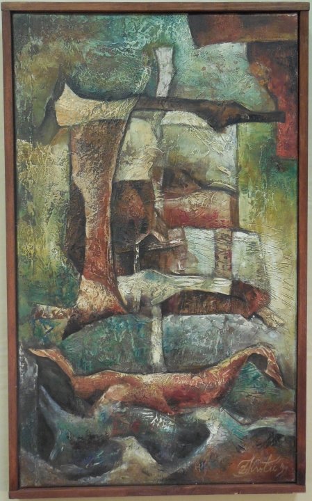 Forica Krstic Abstract Oil/Paste "Odyssey" 1999: A Forica Krstic oil and paste on canvas "Odyssey" dated 199. Signed and dated on front. 19 5/8" H 11 3/4" W. Excellent condition.