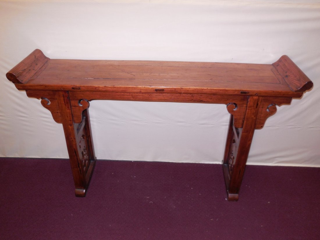 Wood Altar Table: A wood altar table/console. 56 1/4" W x 13" D x 33 1/2" H. Excellent condition.