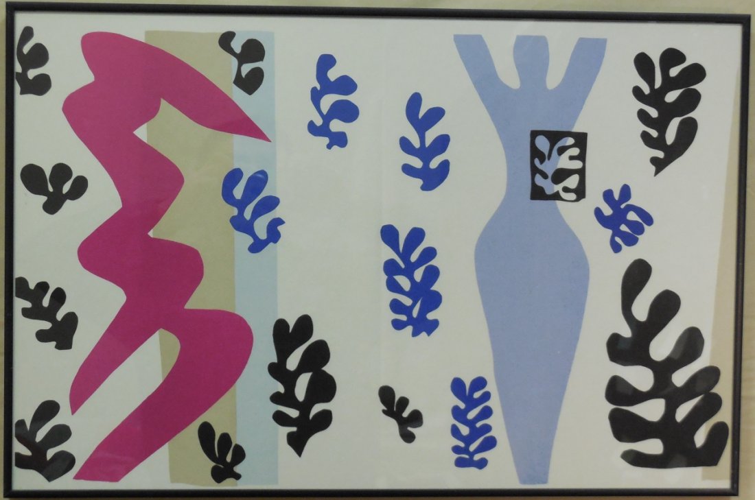 Matisse Jazz "Le Lanceur de Conteaux" Litho.: A Matisse lithograph "Le Lanceur de Conteaux", framed. 14 3/4" H x 22 3/4 W. Very good condition.