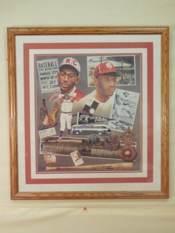 Paluso Litho of Negro American Baseball League: Christopher Paluso signed (862/1000) collage lithograph of The Negro American Baseball League. Signed by the some of the players including Manuel Johnson, Robert Scott, Pee Wee Jenkins and Armando Vaz