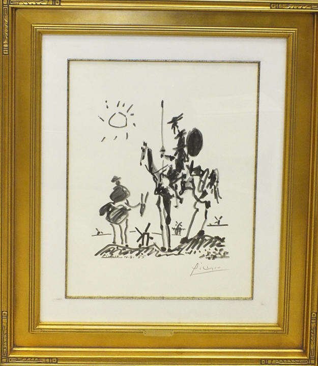 Pablo Picasso "Don Quixote" Lithograph Artist: Artist: Pablo Picasso Title: Don Quixote Medium: Lithograph, Hand Signed Size: 25 3/4" x 19 7/8" Framed Size: 35" x 29"