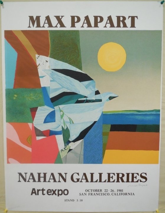 Max Papart Cubist Style Signed Lithograph: A Max Papart (1911-1994) cubist style lithograph signed by the artist lower right. Framed. 21" H x 23 3/8" W. Excellent condition.