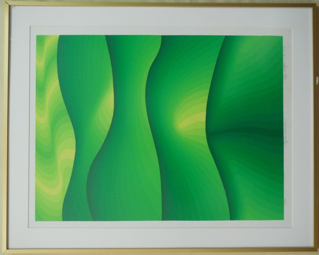 Roy Ahlgren "Agrarianism" 12/80 Framed Serigraph: A framed Roy Ahlgren (1927-2011) pencil signed and dated 1979 serigraph "Agrarianism". 15 1/2" H x 19 1/2" W. Excellent condition.