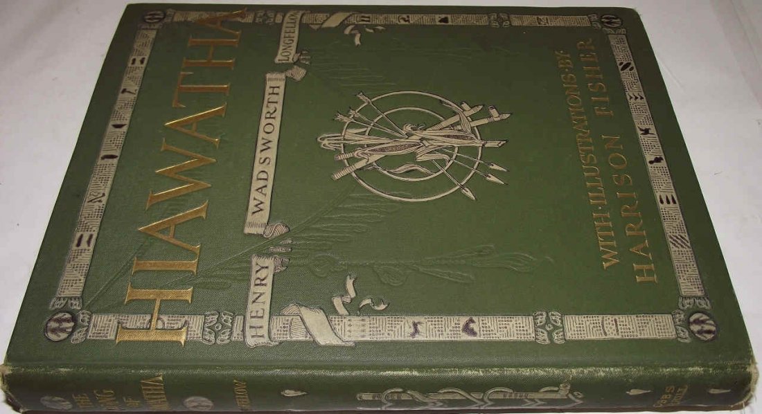 Song of Hiawatha Longfellow Harrison Fisher 1st Ed: FROM THE HOME OF RON HOWARD: "The Song of Hiawatha" by Henry Wordsworth Longfellow, first Harrison Fisher-illustrated edition. No dates or printings after 1906 copyright. Excellent antique condition w