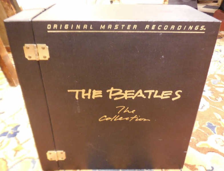Beatles Leather Boxed Original Master Recordings: Beatles leather boxed "Original Master Recordings" set of records and books. Mobile Fidelity Sound Labs The Beatles: The Collection 14-LP Box Set. Albums included are PLEASE PLEASE ME, WITH THE BEATLE